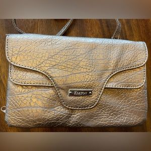 Koltov bronze crossbody purse with pockets zippers and wallet NWOT